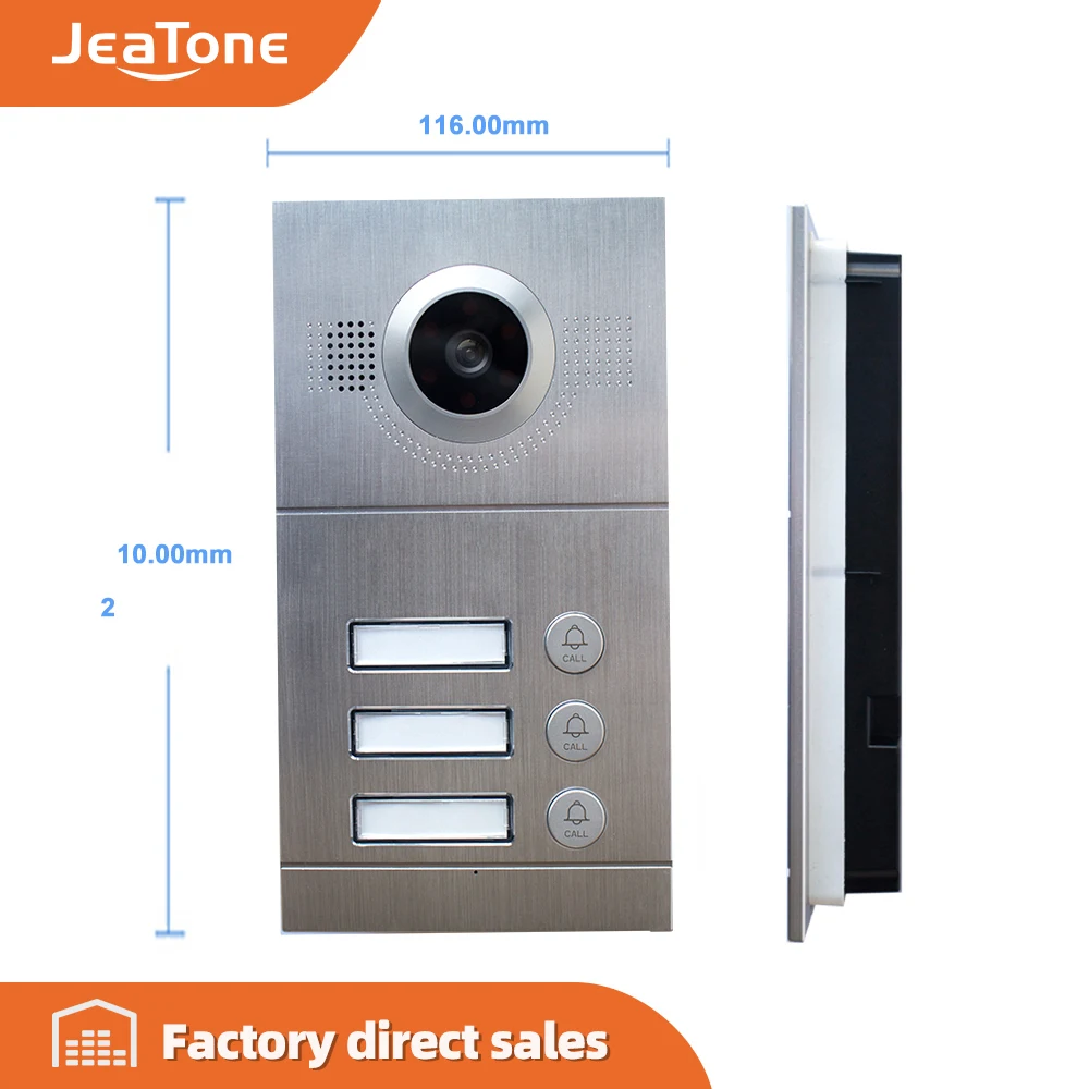 JeaTone 720P AHD видеодомофон дверной звонок ИК камера высокого разрешения 3 кнопки