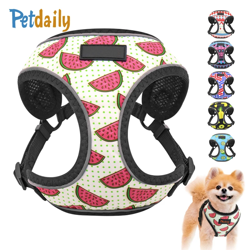 

Cute Printed Chihuahua French Bulldog Harness Adjustable Puppy Cat Harness Pet Small Dog Vest For Pug Yorkie Walking Training