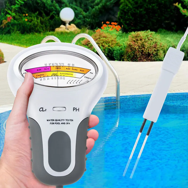 Chlorine Meters PH Tester 2 in 1 Tester Water Quality Testing Device CL2 Measuring for Swimming Pool Aquarium Drinking water
Chlorine Meters PH Tester 2 in 1 Tester Water Quality Testing Device CL2 Measuring for Swimming Pool Aquarium Drinking water