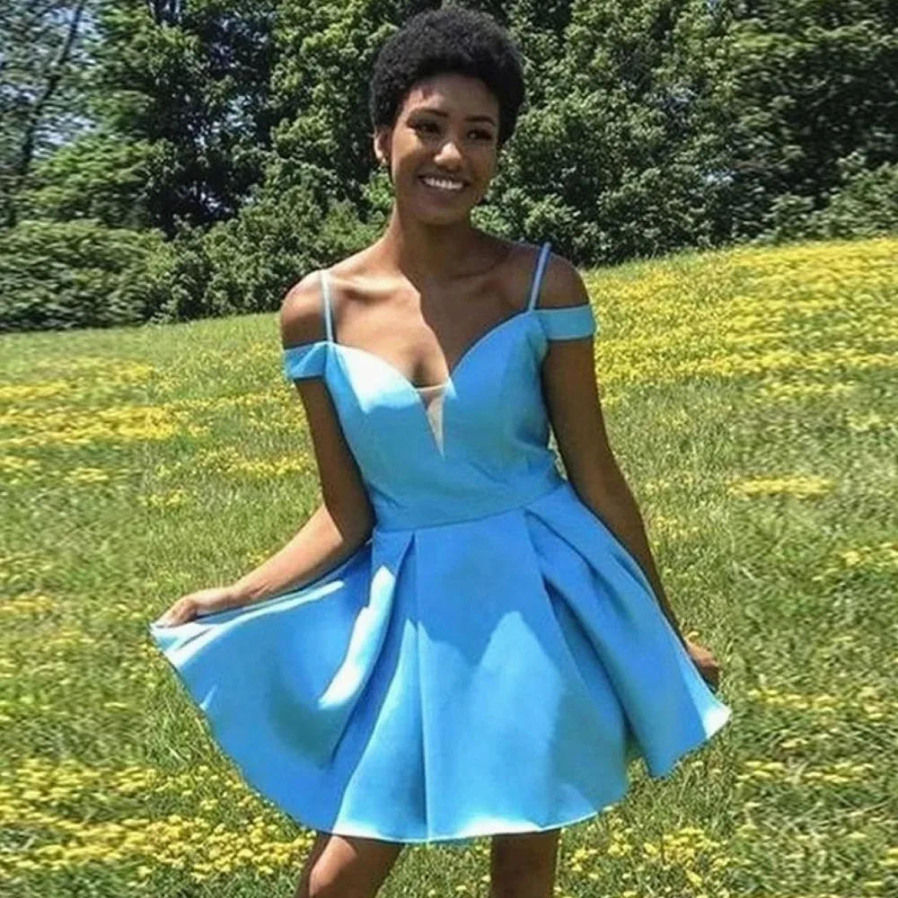 Blue Satin Evening Dresses 2021 Women Knee Length Off The Shoulder A-Line Simple Prom Gown Sexy Plus Size Custom robes de soirée
Blue Satin Evening Dresses 2021 Women Knee Length Off The Shoulder A-Line Simple Prom Gown Sexy Plus Size Custom robes de soirée