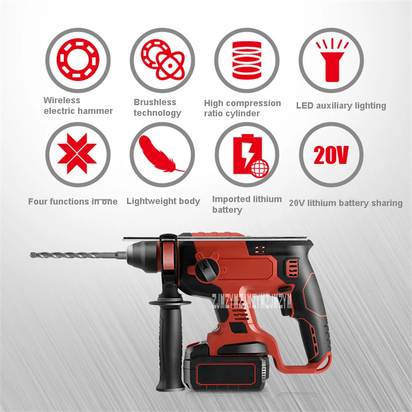 Multi-function 5401 Rechargeable Electric Hammer Household Brushless Hammer Drill Lithium Electric Hammer Impact Drill 4.0A 20V
Multi-function 5401 Rechargeable Electric Hammer Household Brushless Hammer Drill Lithium Electric Hammer Impact Drill 4.0A 20V