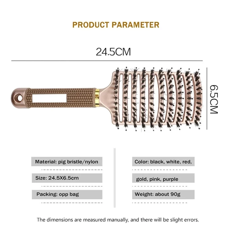 Hair Brush Scalp Massage Comb Hairbrush Bristle&Nylon Women Wet Curly Detangle Hair Brush for Salon Hairdressing Styling Tools
Hair Brush Scalp Massage Comb Hairbrush Bristle&Nylon Women Wet Curly Detangle Hair Brush for Salon Hairdressing Styling Tools