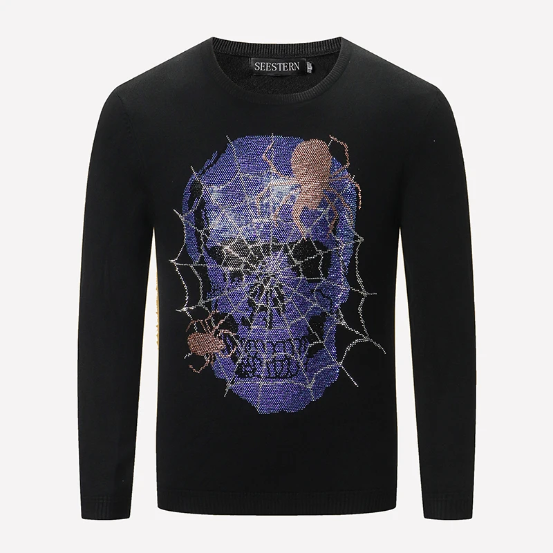 Autumn Men's Fashion Trend Comfortable Cotton Rhinestone Spider Web Skull Casual Sweater top Menswear Male Sweater pullover
Autumn Men's Fashion Trend Comfortable Cotton Rhinestone Spider Web Skull Casual Sweater top Menswear Male Sweater pullover