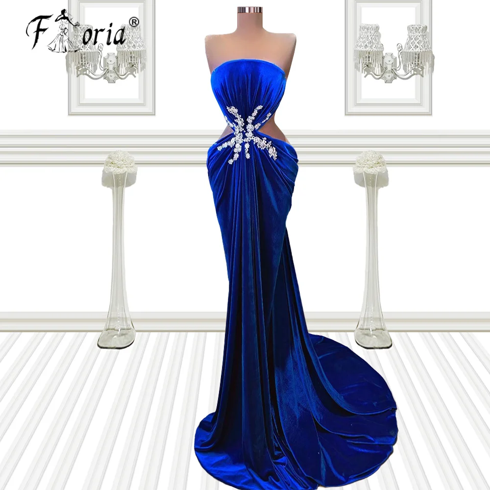 Royal Blue Mermaid Long Evening Dress Strapless Robe De Soiree Velvet Dubai Formal Gowns Sexy Beads Crystals Prom Dresses 2021
Royal Blue Mermaid Long Evening Dress Strapless Robe De Soiree Velvet Dubai Formal Gowns Sexy Beads Crystals Prom Dresses 2021