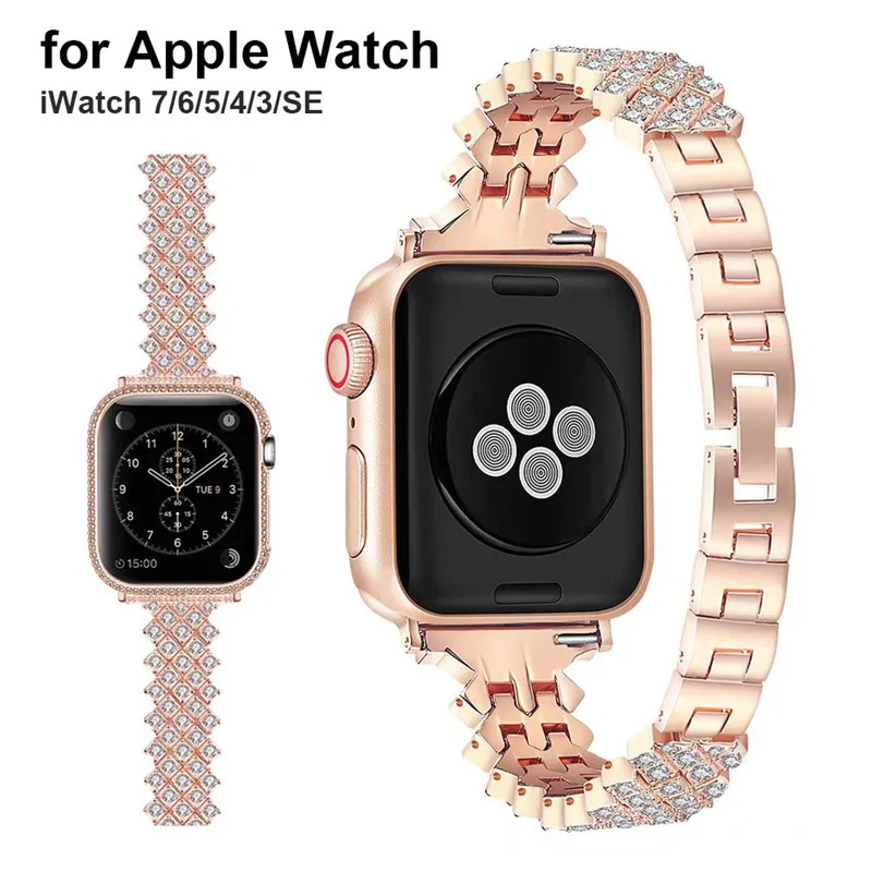 Rhinestone Metal Bracelet Correa 38/40/41/42/44/45mm Smartwatch Case Bands Strap for Apple Watch 7/SE/6/5/4/3 Series Accessories
Rhinestone Metal Bracelet Correa 38/40/41/42/44/45mm Smartwatch Case Bands Strap for Apple Watch 7/SE/6/5/4/3 Series Accessories