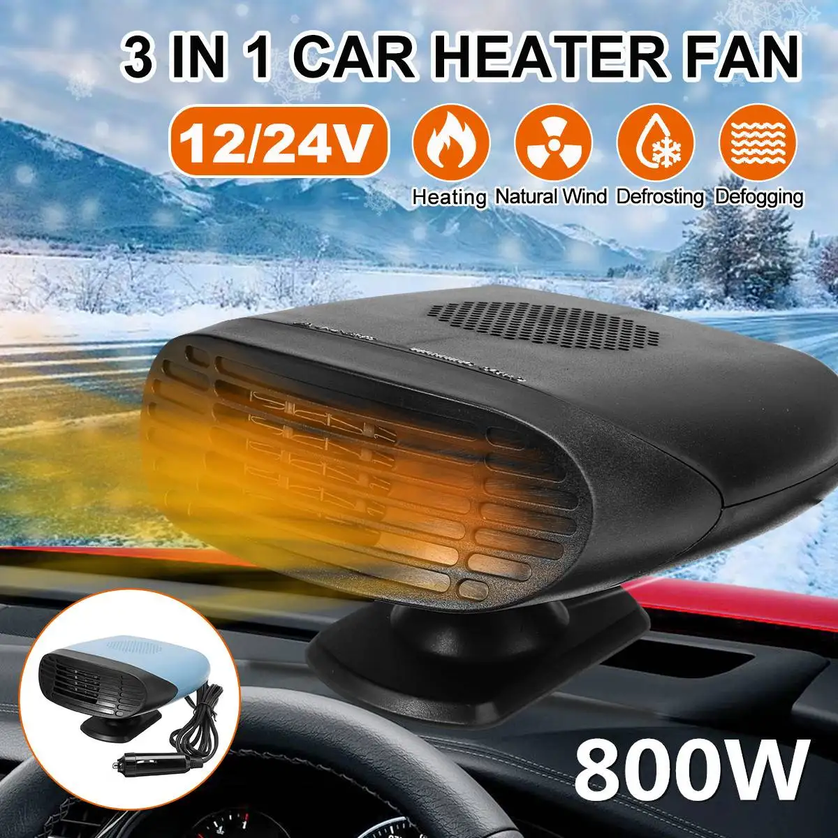 Portable 800W Car Heater 12V/24V Auto Electric Cooling Heating Fan Electric Dryer Windshield Defogging Demister Defroster
Portable 800W Car Heater 12V/24V Auto Electric Cooling Heating Fan Electric Dryer Windshield Defogging Demister Defroster