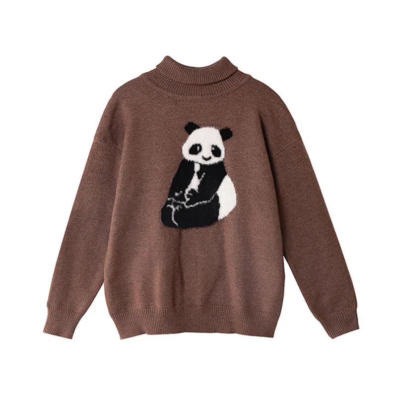 Bebobsons Casual Women Thick Winter Sweater Turtleneck Brown Long Sleeve Chinese Panda High-quality Cotton Knitted Pullover Top
Bebobsons Casual Women Thick Winter Sweater Turtleneck Brown Long Sleeve Chinese Panda High-quality Cotton Knitted Pullover Top