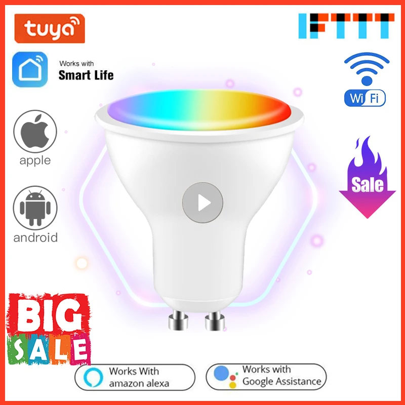 Светодиодная лампа Tuya GU10 с поддержкой Wi-Fi, E27, RGB, с управлением голосом и управлением через приложение
Светодиодная лампа Tuya GU10 с поддержкой Wi-Fi, E27, RGB, с управлением голосом и управлением через приложение