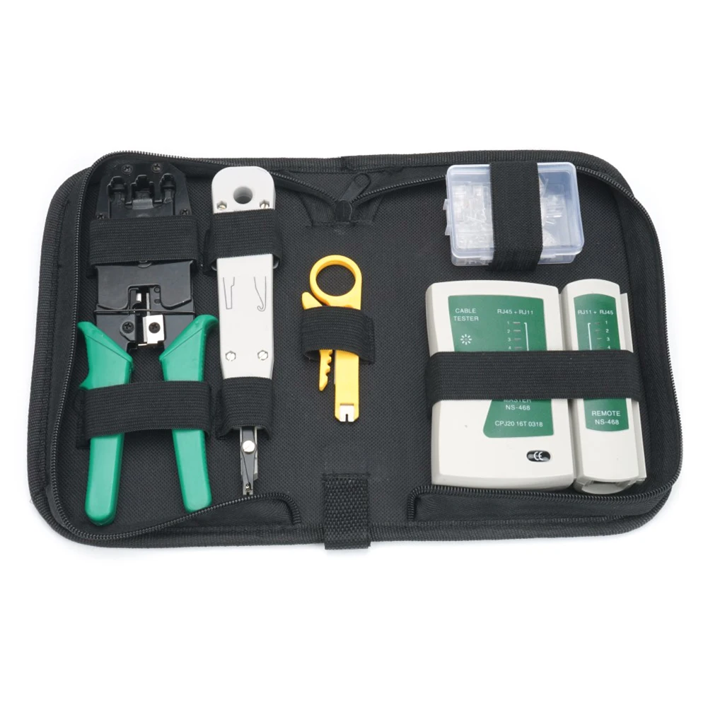 8Pcs RJ45 Crimper Ethernet Network Cable LAN Tester Tool Kit Crimp Plier Stripper Crimper Crimping Tool Punch Down
8Pcs RJ45 Crimper Ethernet Network Cable LAN Tester Tool Kit Crimp Plier Stripper Crimper Crimping Tool Punch Down