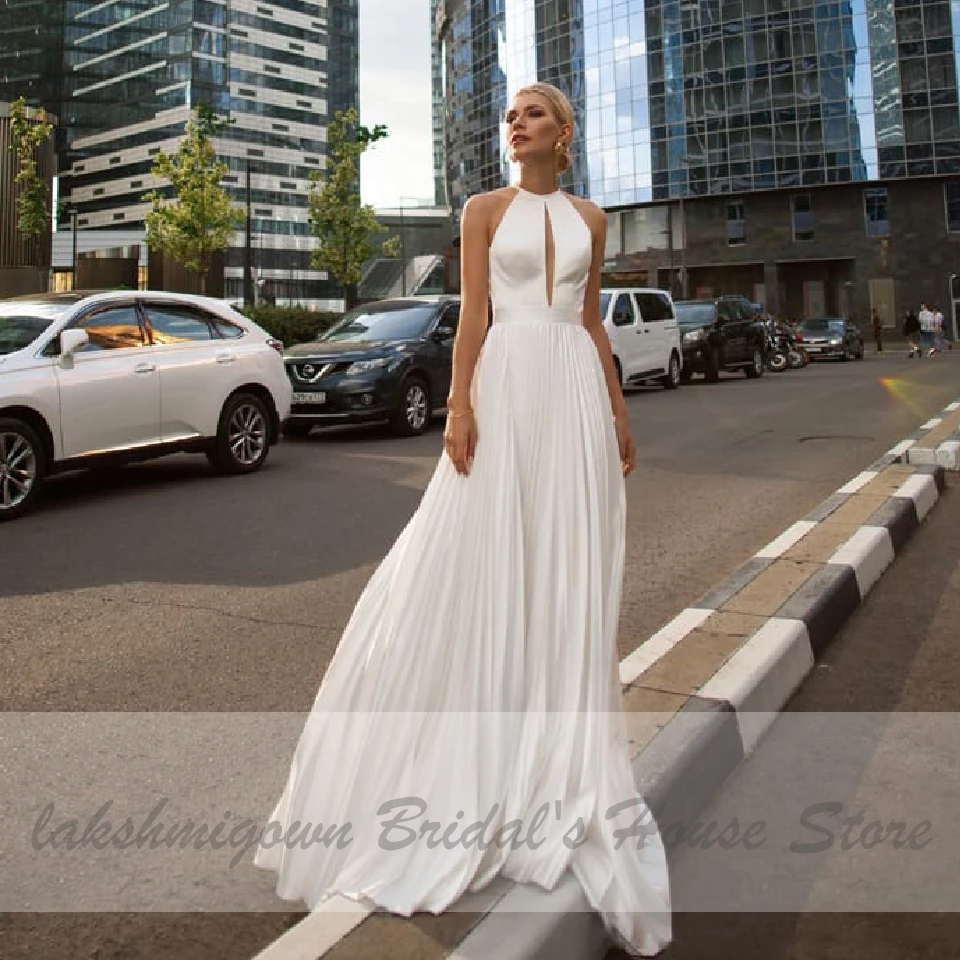 Simple Elegant Bridal Dresses Beach Party Reception Gowns 2020 Robe Femme Satin Pleat Chiffon Long Boho Wedding Dress Open Back
Simple Elegant Bridal Dresses Beach Party Reception Gowns 2020 Robe Femme Satin Pleat Chiffon Long Boho Wedding Dress Open Back