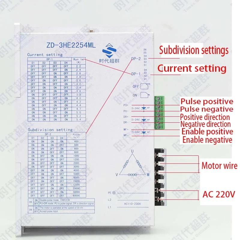 Genuine 220V input ZD-3HE2254ML86 110 stepper drive 5.4A three-phase stepper motor driver
Genuine 220V input ZD-3HE2254ML86 110 stepper drive 5.4A three-phase stepper motor driver
