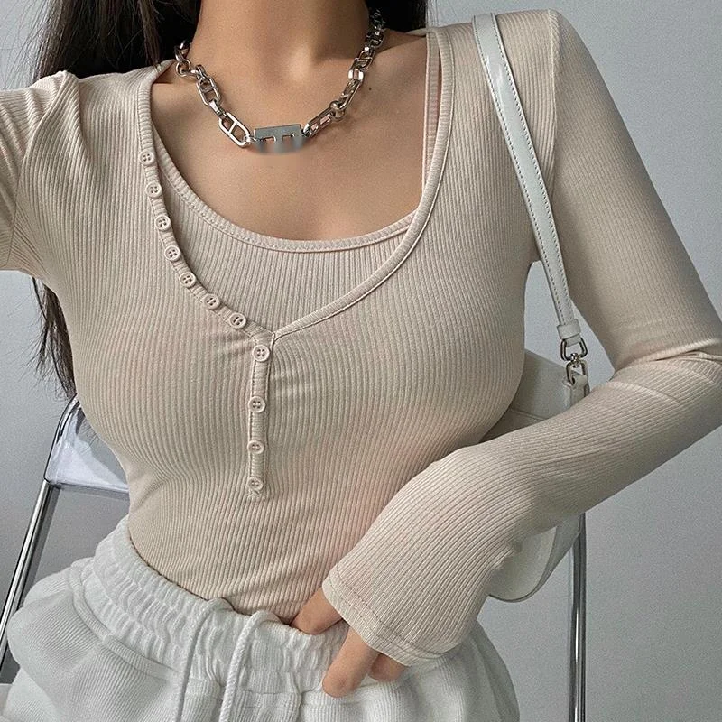 Kawaii Girl Pure Sexy Slim Irregular Button Long Sleeve Tshirt 2 Pieces Tank Knitting Tees Skinny Hot Sexy Korena Tops 1AT9
Kawaii Girl Pure Sexy Slim Irregular Button Long Sleeve Tshirt 2 Pieces Tank Knitting Tees Skinny Hot Sexy Korena Tops 1AT9