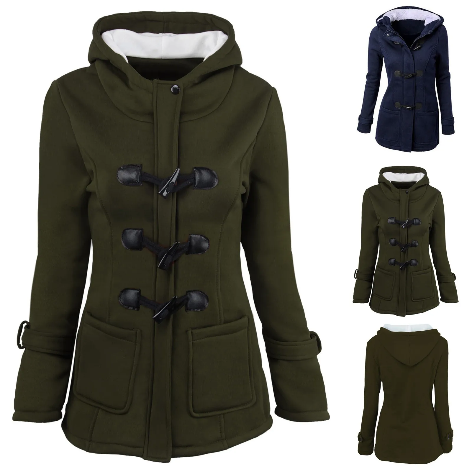 Horn Fleece Fashion Womens Thicken Warm Coat Winter Hood Jacket Button With Women's Coat
Horn Fleece Fashion Womens Thicken Warm Coat Winter Hood Jacket Button With Women's Coat