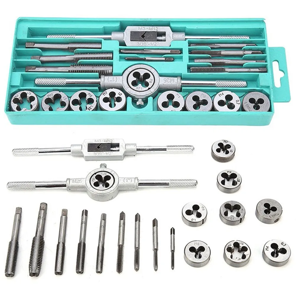 20pcs Hand Tools Metric Taps And Dies Set M3~M12 Screw Thread & Tapping Wrench Tap Metric Use Silver Titanium Plated Free Ship
20pcs Hand Tools Metric Taps And Dies Set M3~M12 Screw Thread & Tapping Wrench Tap Metric Use Silver Titanium Plated Free Ship