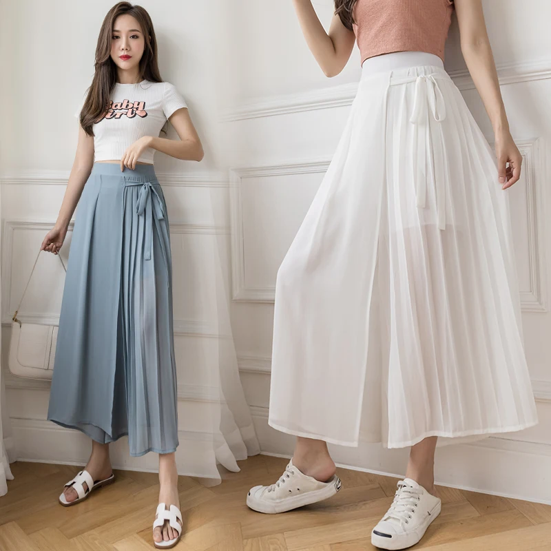 Korean Pleated Chiffon Trousers 2021 Spring And Summer New Style Elastic Waist Casual Pants Hakama Woman Trousers Large Size
Korean Pleated Chiffon Trousers 2021 Spring And Summer New Style Elastic Waist Casual Pants Hakama Woman Trousers Large Size