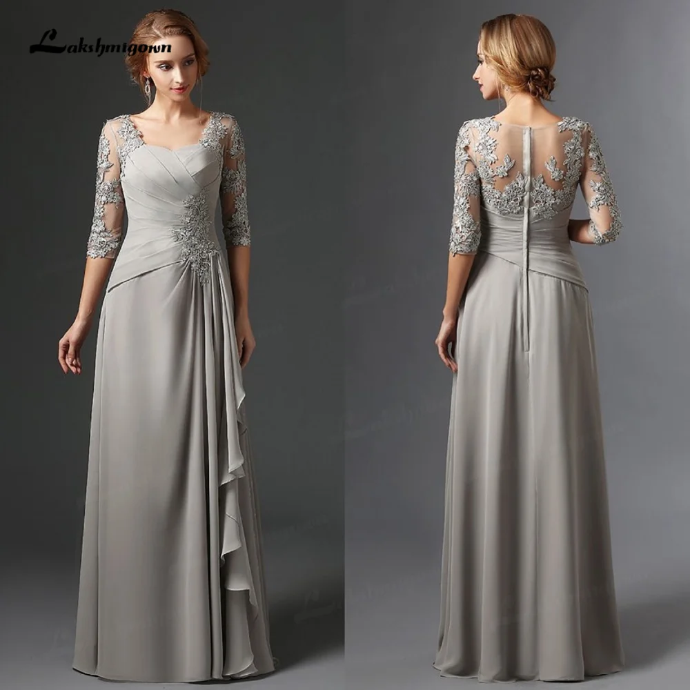 Silver New Mother Of The Bride Dresses A-line 3/4 Sleeves Chiffon Lace Beaded Plus Size Elegant Groom Mother Dresses For Wedding
Silver New Mother Of The Bride Dresses A-line 3/4 Sleeves Chiffon Lace Beaded Plus Size Elegant Groom Mother Dresses For Wedding