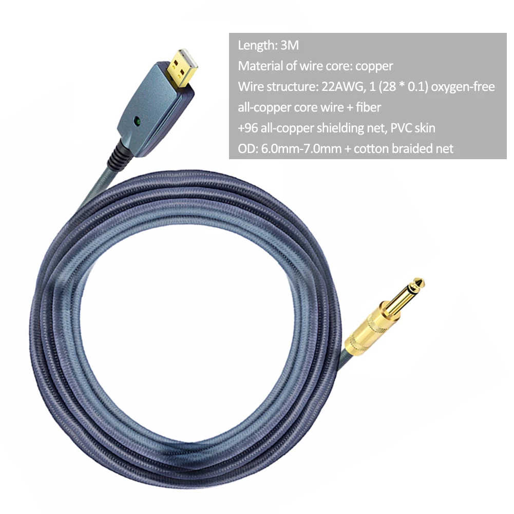 USB Electric Guitar Cable Audio Connector Connects Guitar to PC Cord Adapter 6.35mm Guitar Cable Interface for Guitar recording
USB Electric Guitar Cable Audio Connector Connects Guitar to PC Cord Adapter 6.35mm Guitar Cable Interface for Guitar recording