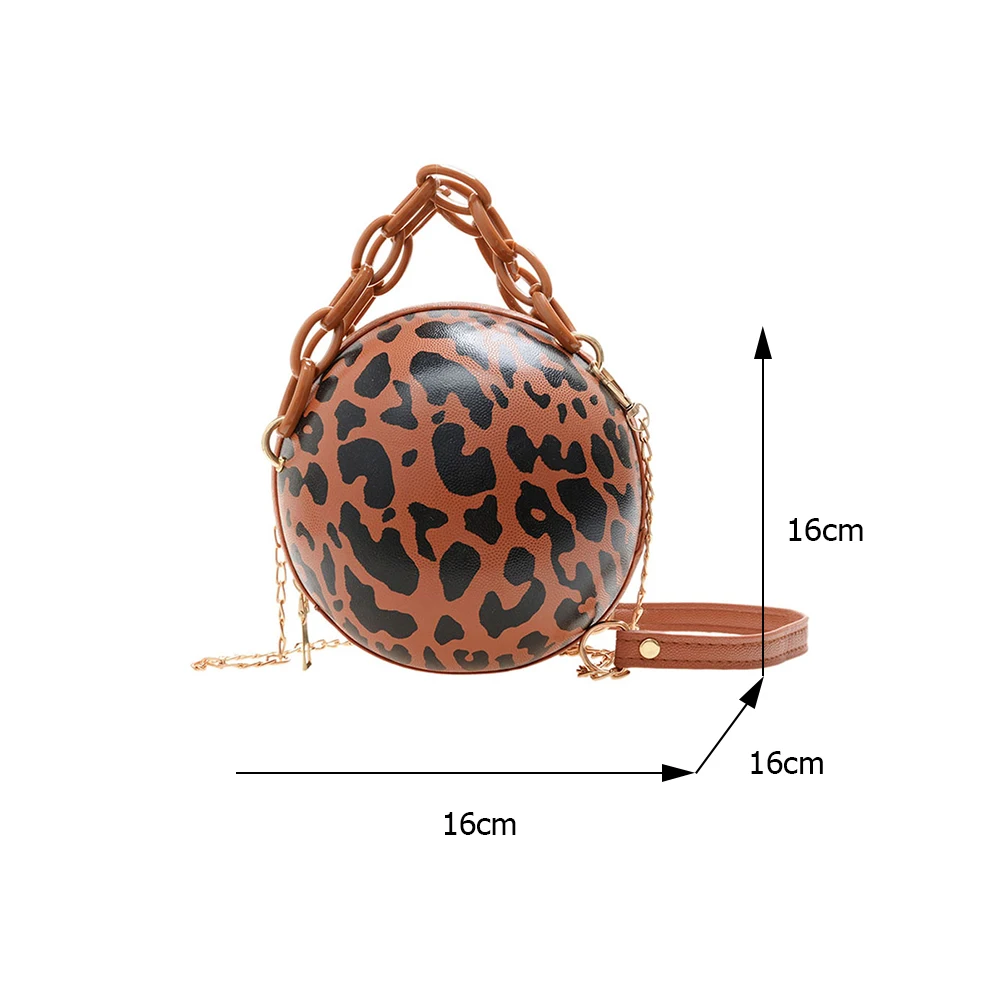 Personality Leopard Cow Print Round Ball Bag 2021 Women Soft PU Leather Crossbody Acrylic Chain Handbags Female Basketball Bag
Personality Leopard Cow Print Round Ball Bag 2021 Women Soft PU Leather Crossbody Acrylic Chain Handbags Female Basketball Bag