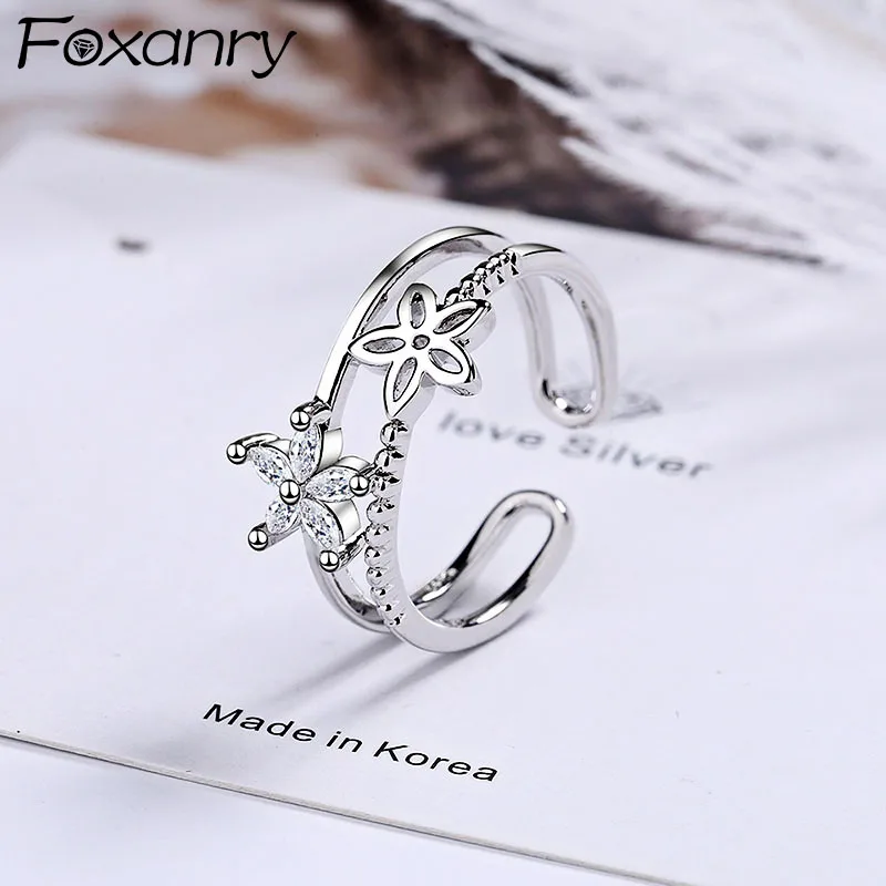 Foxanry Silver Color Adjustable Rings Creative Trendy Sparkling Zircon Hollow Flowers Bride Jewelry Gifts for Women
Foxanry Silver Color Adjustable Rings Creative Trendy Sparkling Zircon Hollow Flowers Bride Jewelry Gifts for Women