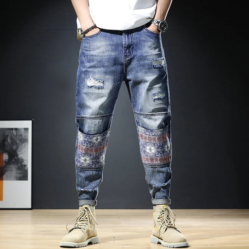 Jeans Men Summer Streetwear Patchwork Baggy Jean Men Casual Blue Stretch Ripped Pants Mens Loose Denim Jeans
Jeans Men Summer Streetwear Patchwork Baggy Jean Men Casual Blue Stretch Ripped Pants Mens Loose Denim Jeans
