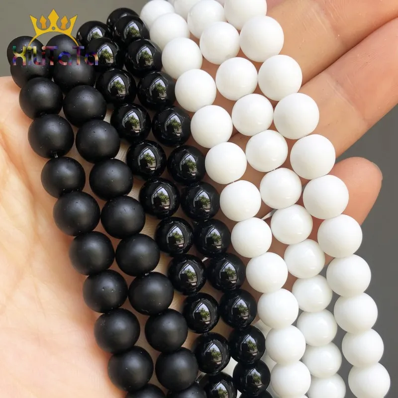 Natural Matte Dull Polish Black White Stone Agates White Tridacna Glass Beads For Jewelry Making Diy Bracelet 15'' 4 6 8 10 12mm
Natural Matte Dull Polish Black White Stone Agates White Tridacna Glass Beads For Jewelry Making Diy Bracelet 15'' 4 6 8 10 12mm