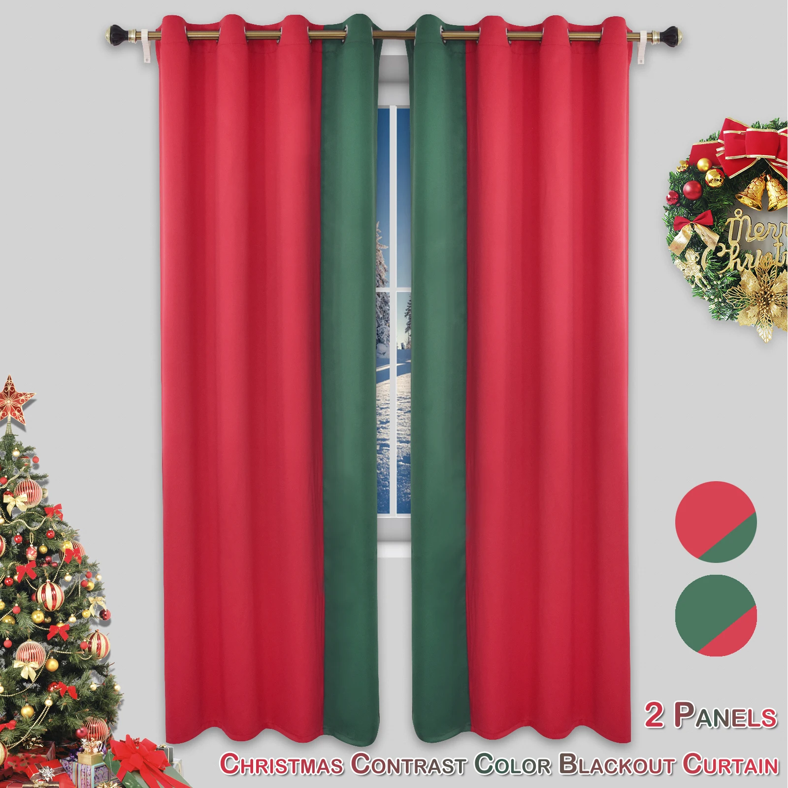 2Panels Red Green Stitching Curtain Christmas Living Room Blackout Drapes Thermal Insulated Blinds Party Decor Window Treatment
2Panels Red Green Stitching Curtain Christmas Living Room Blackout Drapes Thermal Insulated Blinds Party Decor Window Treatment