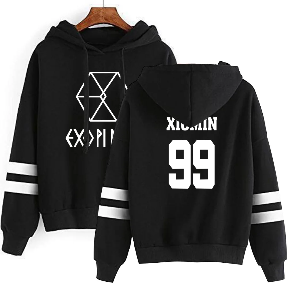 Женская Повседневная Толстовка Куртка с капюшоном EXO Harajuku, Толстовка свободного кроя в Корейском стиле, женские теплые толстовки, Полосатый пуловер, топ в стиле хип-хоп
Женская Повседневная Толстовка Куртка с капюшоном EXO Harajuku, Толстовка свободного кроя в Корейском стиле, женские теплые толстовки, Полосатый пуловер, топ в стиле хип-хоп