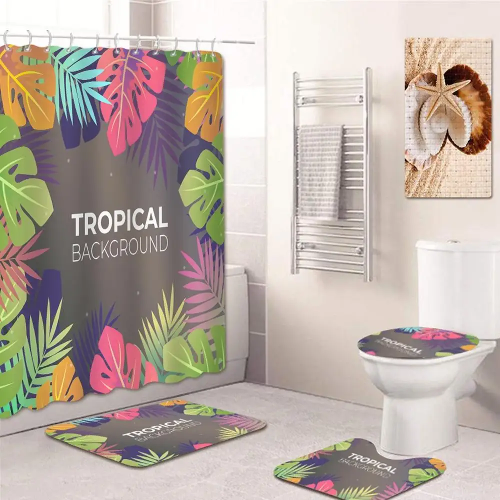Tropical Plant Style Bathroom Decorative Shower Curtain Non-Slipe Mat Toilet Cushion Four-Piece Set Combination
Tropical Plant Style Bathroom Decorative Shower Curtain Non-Slipe Mat Toilet Cushion Four-Piece Set Combination