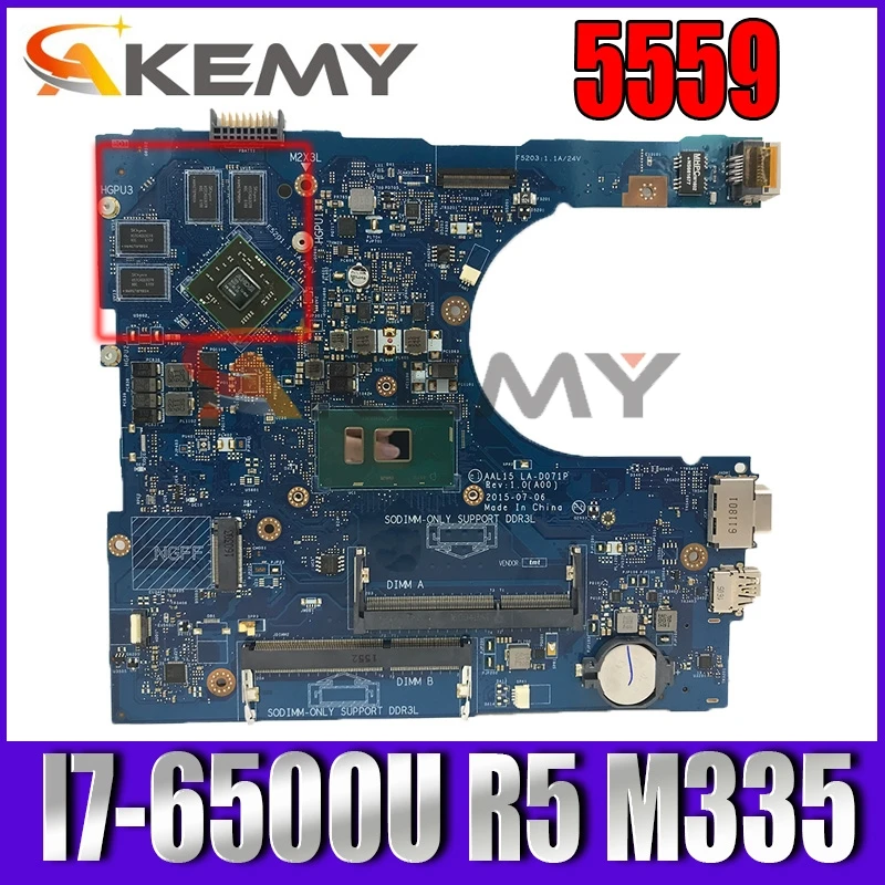 Материнская плата Akemy для ноутбука DELL 5559 с процессором SR2EZ I7-6500U R5 M335 4G GPU 1024 _ 0YVT1C
Материнская плата Akemy для ноутбука DELL 5559 с процессором SR2EZ I7-6500U R5 M335 4G GPU 1024 _ 0YVT1C