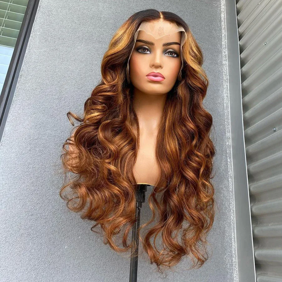 

Soft Ombre Blonde Highlight Body Wave 13x4 Human Hair Lace Front Wig With Babyhair Natural Hairline Brazilian 5X5 PU Glueless