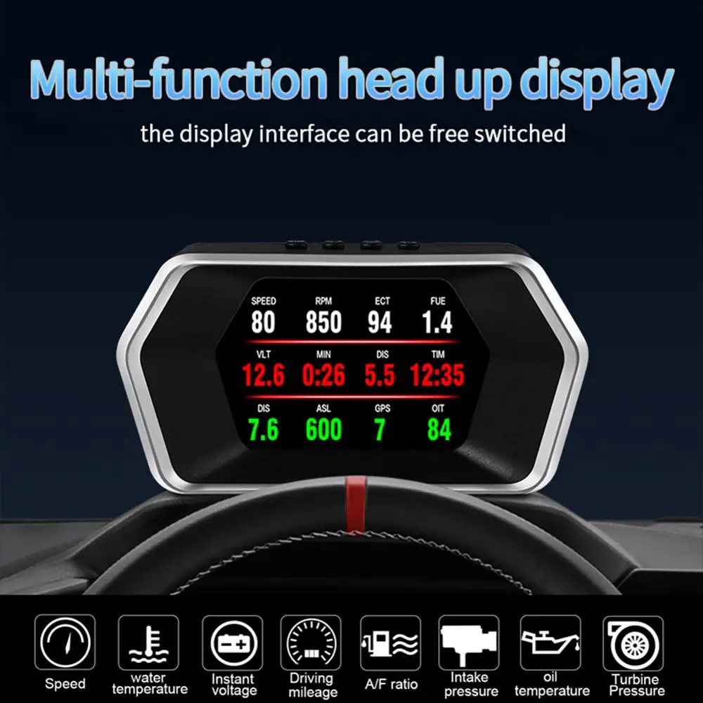 Проекционный дисплей HUD для автомобиля OBD2 + GPS, двойная система отображения времени, пробега, превышения скорости и т. д.
Проекционный дисплей HUD для автомобиля OBD2 + GPS, двойная система отображения времени, пробега, превышения скорости и т. д.
