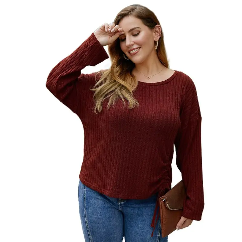 Women Long Sleeve O-Neck Sweater Tops Ribbed Knit Side Drawstring Loose Shirts F42F
Women Long Sleeve O-Neck Sweater Tops Ribbed Knit Side Drawstring Loose Shirts F42F