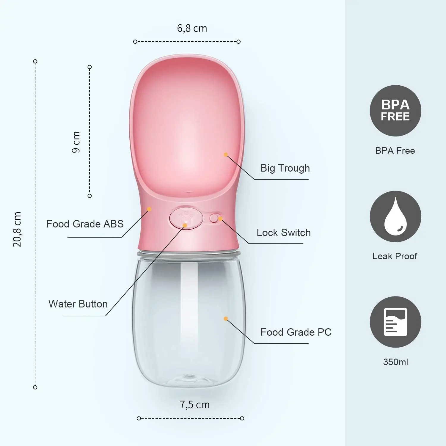 Dog Water Bottle, Portable Dog Water Bottles for Walking, Travel Drink Cup Pet Feeder Drinking Bowl Outdoor Dog for Walking
Dog Water Bottle, Portable Dog Water Bottles for Walking, Travel Drink Cup Pet Feeder Drinking Bowl Outdoor Dog for Walking