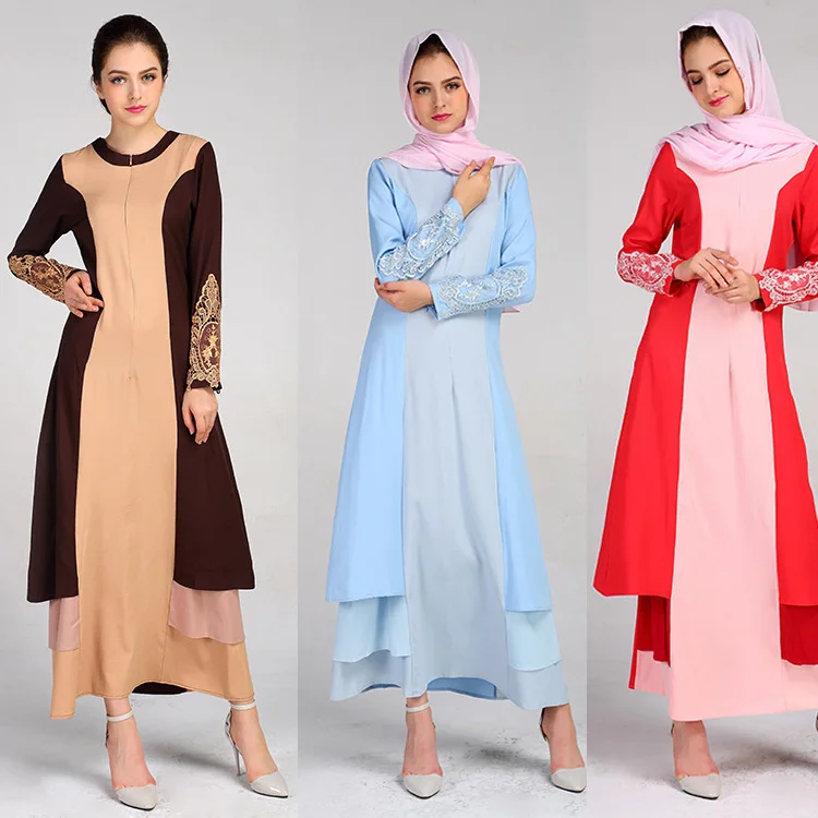 Autumn and winter Malaysian Muslim women's clothing plus size trend dress color matching robe Hui clothing
Autumn and winter Malaysian Muslim women's clothing plus size trend dress color matching robe Hui clothing