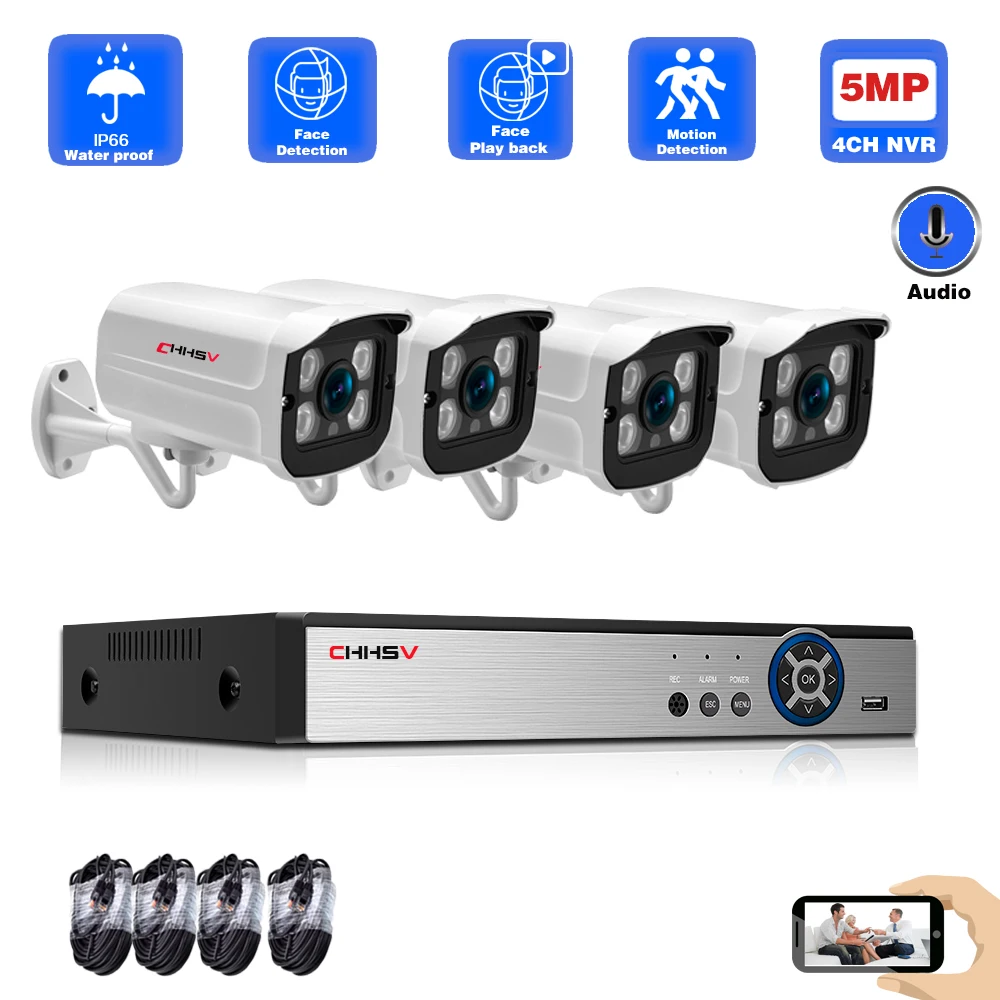 4CH 2592*1944P Face record POE NVR Surveillance Kit H.265 5.0MP POE Bullet CCTV IP Camera Waterproof Outdoor Night Vision Set
4CH 2592*1944P Face record POE NVR Surveillance Kit H.265 5.0MP POE Bullet CCTV IP Camera Waterproof Outdoor Night Vision Set