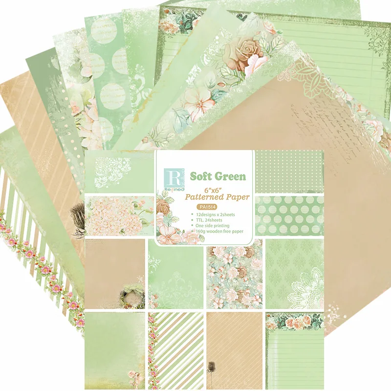 24 Sheets 6"X6" Soft Green Patterned Paper Pad Scrapbooking Paper Pack Handmade Craft Paper Craft Background Pad Card PA1514
24 Sheets 6"X6" Soft Green Patterned Paper Pad Scrapbooking Paper Pack Handmade Craft Paper Craft Background Pad Card PA1514