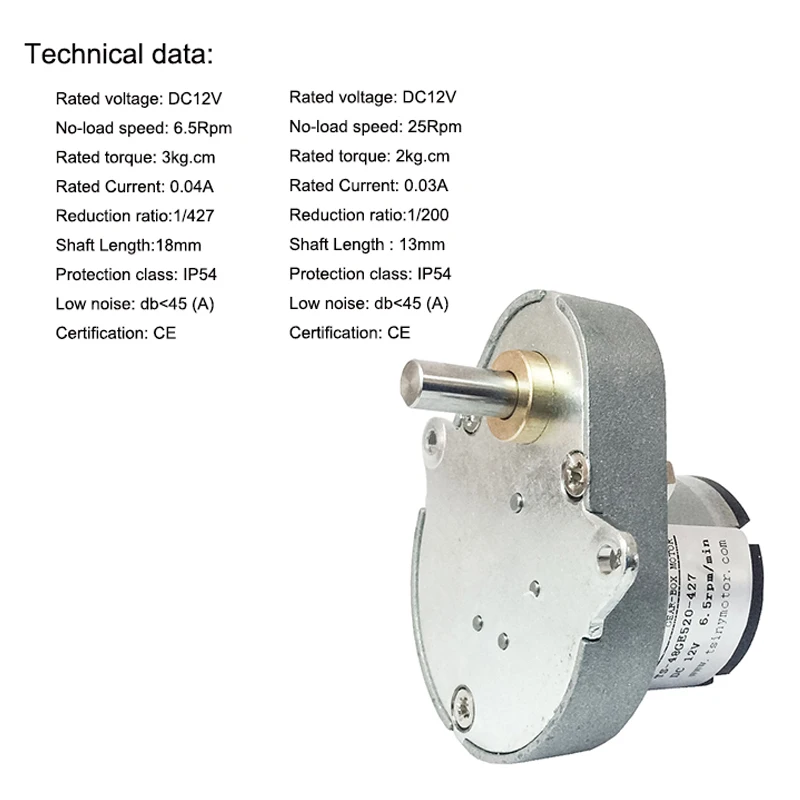 Electric Motor 12v 6.5RPM 25RPM DC Worm Gear Motors for Homemade 0.03A 0.04A 200/427 Ratio 13/18 Shaft Length
Electric Motor 12v 6.5RPM 25RPM DC Worm Gear Motors for Homemade 0.03A 0.04A 200/427 Ratio 13/18 Shaft Length