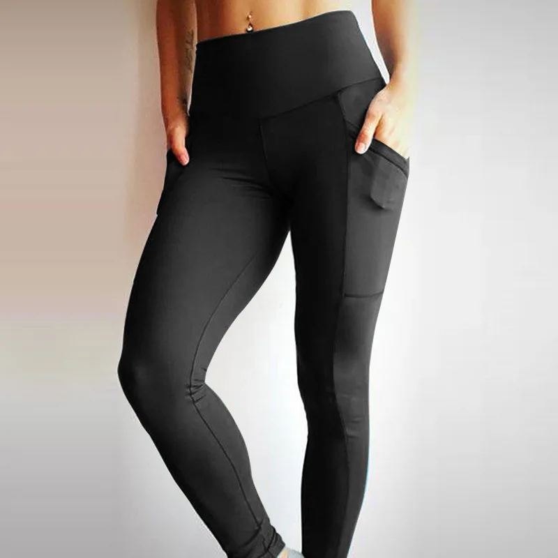 Женские штаны для фитнеса йоги с высокой талией и двумя карманами горячая
