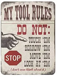 Retro Sign Funny Vintage Tin Sign-My Tool Rules Do Not Touch .-Home Decor Bar Man Cave Garage Decor Room Decor Funny
Retro Sign Funny Vintage Tin Sign-My Tool Rules Do Not Touch .-Home Decor Bar Man Cave Garage Decor Room Decor Funny