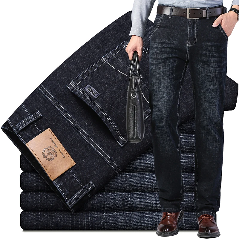 Men Brand Jeans Business Casual Jeans Classic Style Stretch Denim Pants Blue and Black Trousers Male Male Denim Pants 6168
Men Brand Jeans Business Casual Jeans Classic Style Stretch Denim Pants Blue and Black Trousers Male Male Denim Pants 6168