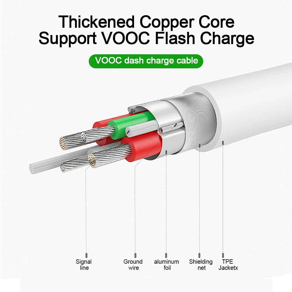 Оригинальный кабель Micro USB для OPPO VOOC 5 В 4 а 7-контактный зарядный шнур провод