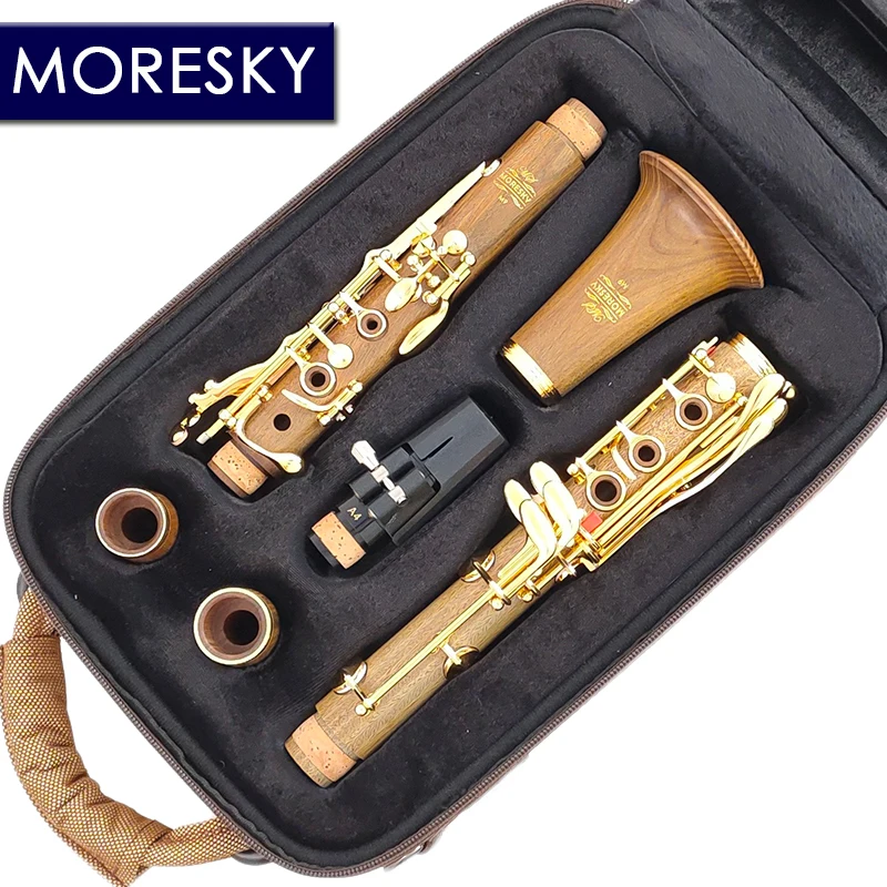 Профессиональный кларнет из древесины Кокоболо MORESKY до 18 клавиш с золотым