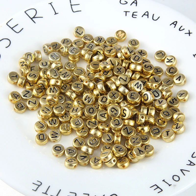 1 Pack Of 7mm Acrylic Gold Black Lettered English Baking Varnish Letter Bead DIY Making Bracelet Necklace Jewelry Accessories
1 Pack Of 7mm Acrylic Gold Black Lettered English Baking Varnish Letter Bead DIY Making Bracelet Necklace Jewelry Accessories