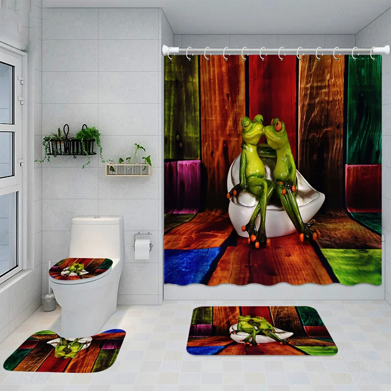 3D Printing Frog Shower Curtain With Non Slip Rug Mat Bathroom Curtains Waterproof Polyester Bathroom Curtain With Hooks
3D Printing Frog Shower Curtain With Non Slip Rug Mat Bathroom Curtains Waterproof Polyester Bathroom Curtain With Hooks