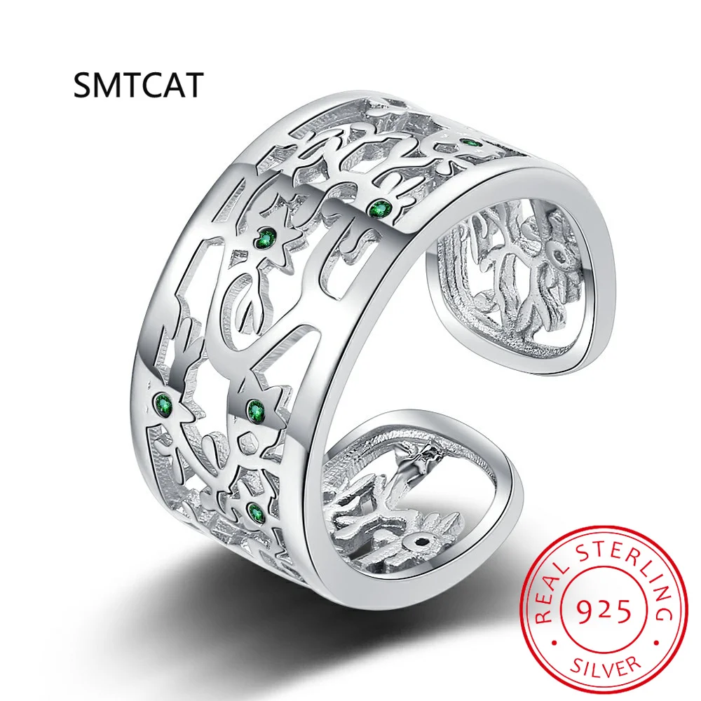 SMTCAT Tree of Life Wide Finger Rings for Women 925 Sterling Silver Free Size Adjustable Ring Band New Design Bague BSR125
SMTCAT Tree of Life Wide Finger Rings for Women 925 Sterling Silver Free Size Adjustable Ring Band New Design Bague BSR125