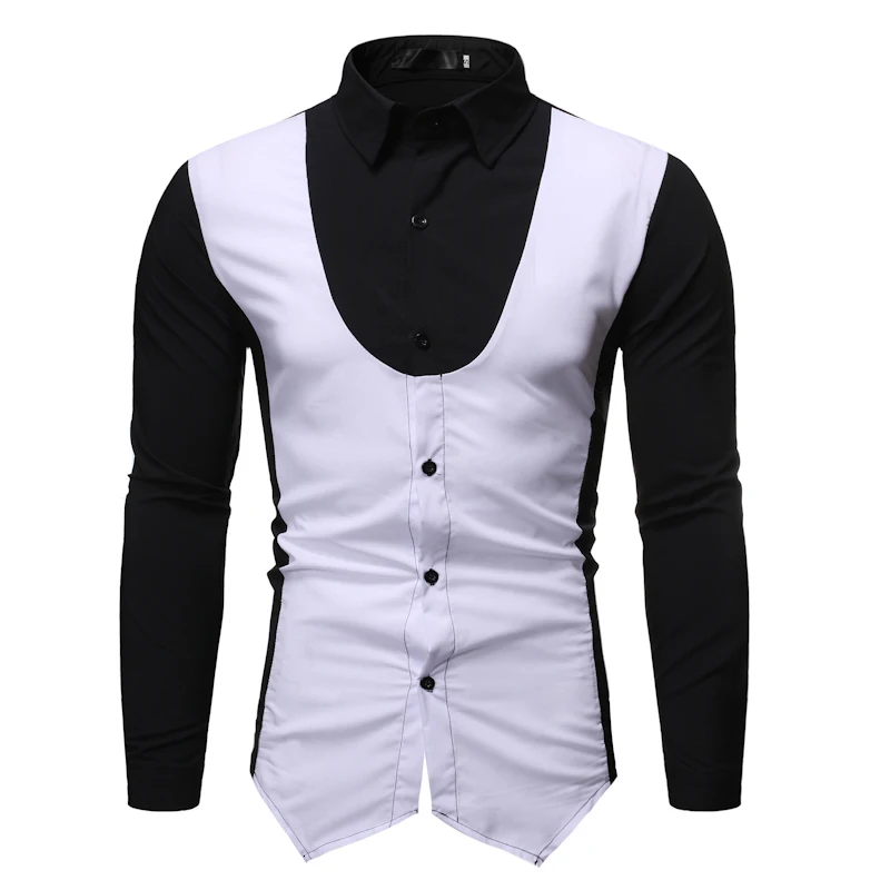 Men's New Fashion Versatile Matching Color Lapel Men's Long Sleeve Shirt Personality Patchwork
Men's New Fashion Versatile Matching Color Lapel Men's Long Sleeve Shirt Personality Patchwork