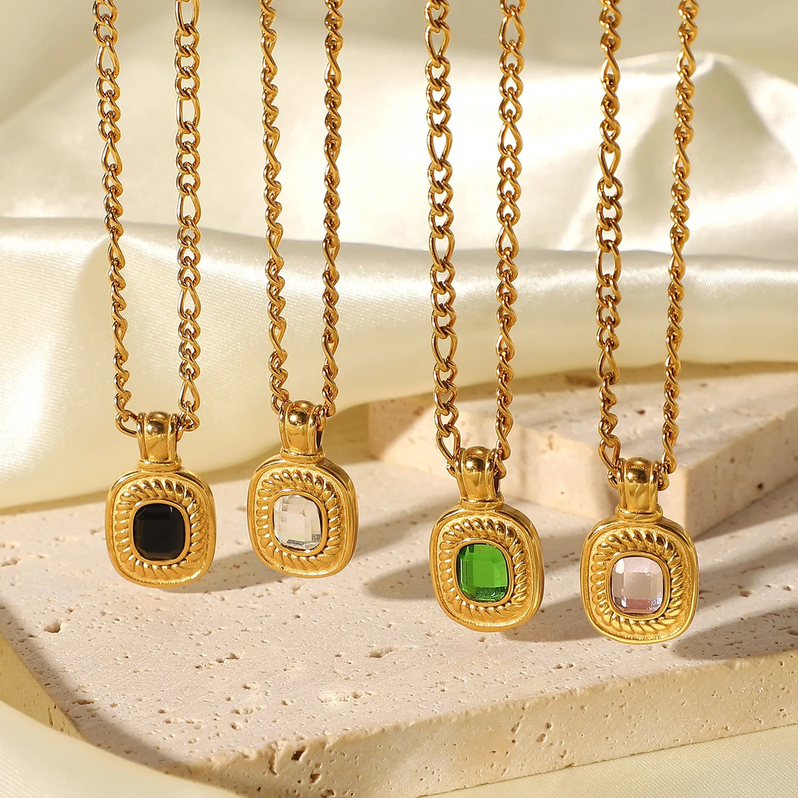 INS Stainless Steel Neclace Jewelry 18K Gold Plated with Emeralds Pendant Multicolour Cubic Zirconia Necklace 41cm long, 1 PC
INS Stainless Steel Neclace Jewelry 18K Gold Plated with Emeralds Pendant Multicolour Cubic Zirconia Necklace 41cm long, 1 PC