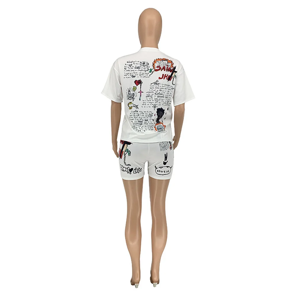Black White Hip Hop Letter Print Short Sleeve Loose T-shirts and Workout Running Biker Shorts for Women Casual Two Piece Suits
Black White Hip Hop Letter Print Short Sleeve Loose T-shirts and Workout Running Biker Shorts for Women Casual Two Piece Suits