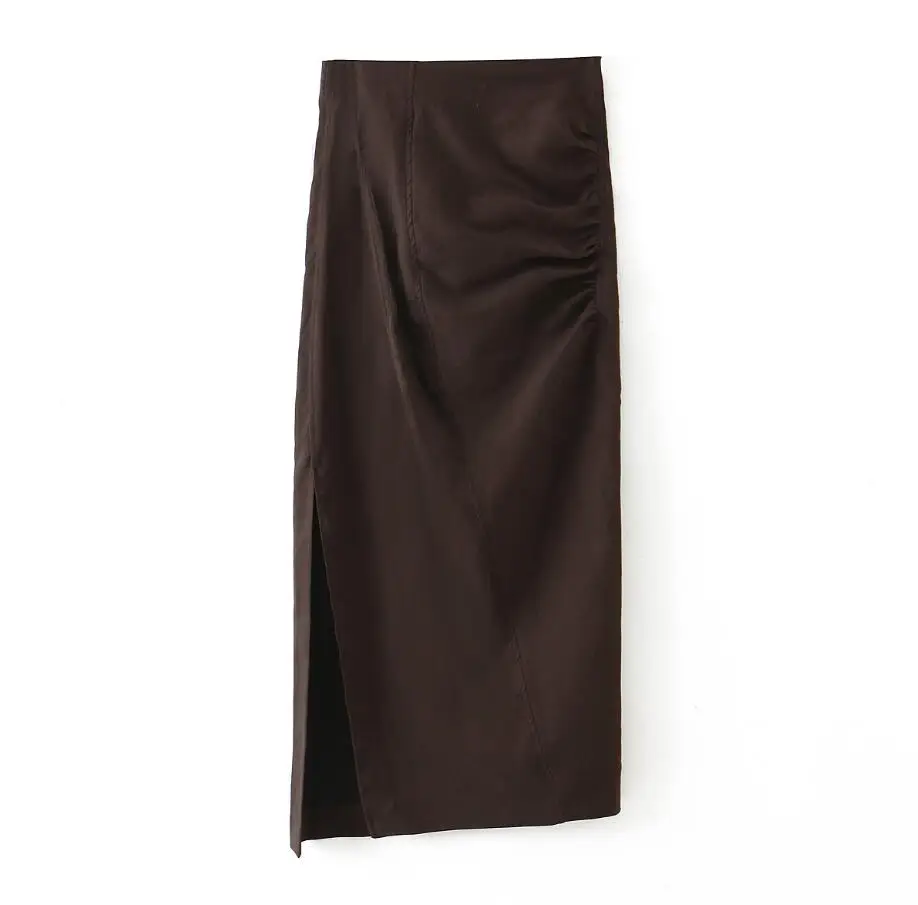 women elegant solid long skirt pleated design back zipper side split female classic stylish ankle length skirts
women elegant solid long skirt pleated design back zipper side split female classic stylish ankle length skirts