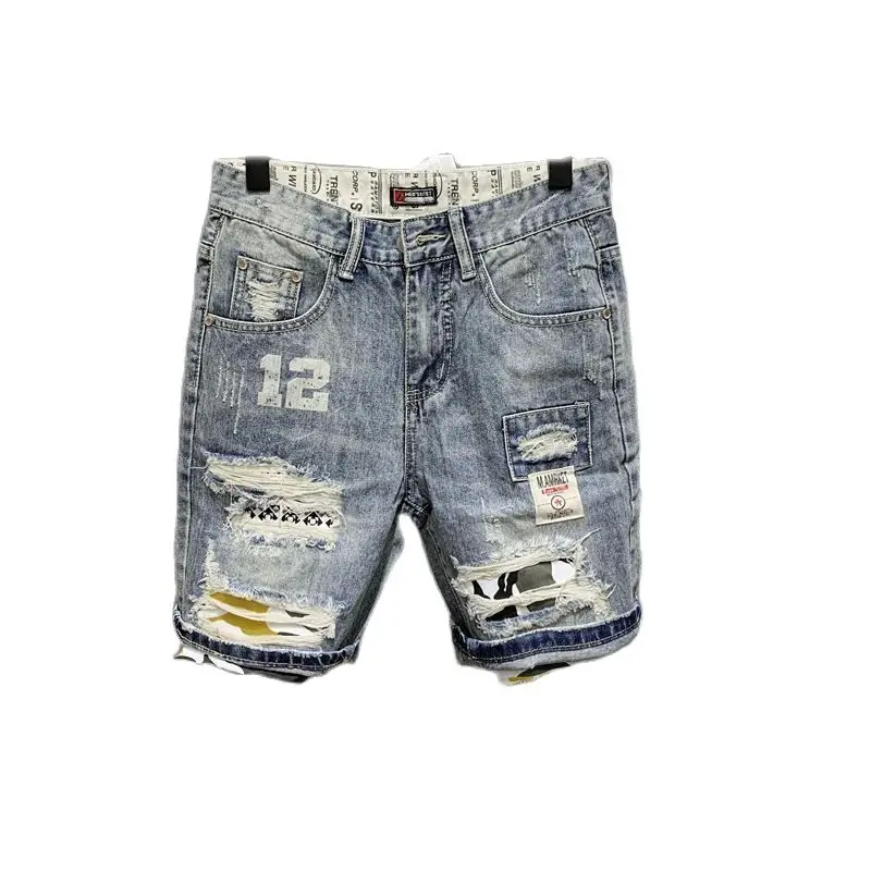 Wholesale 2021 Korean Fashion Men Casual Beggar Hole Men's Denim Shorts Brand Printed Patch Ripped Hole Short Jeans Pants
Wholesale 2021 Korean Fashion Men Casual Beggar Hole Men's Denim Shorts Brand Printed Patch Ripped Hole Short Jeans Pants